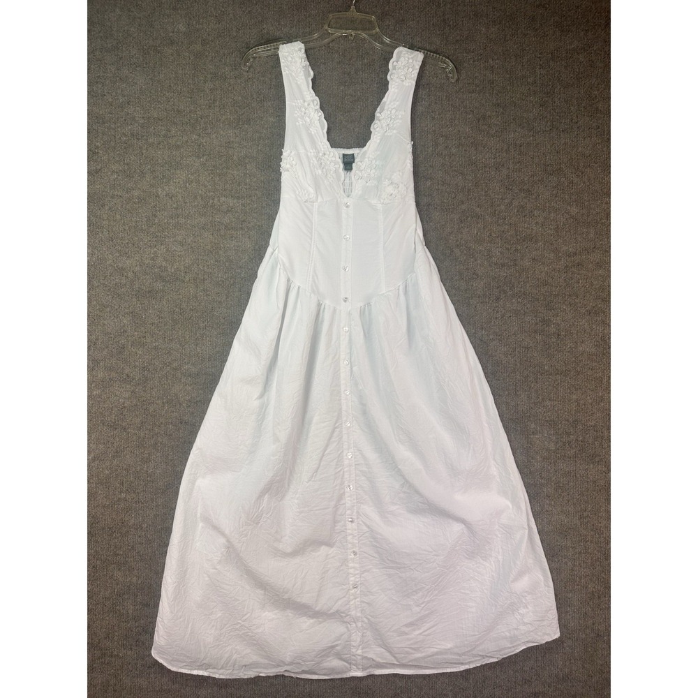Starina Dress Basque Waist Sz S White Cottage Ren Fair Coquette Embroidered Midi